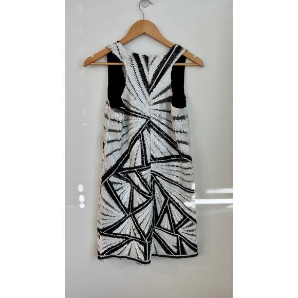 NYE Shoshanna Black & White Sequin Geometric Mini Dress – Size 0 - Picture 2 of 7
